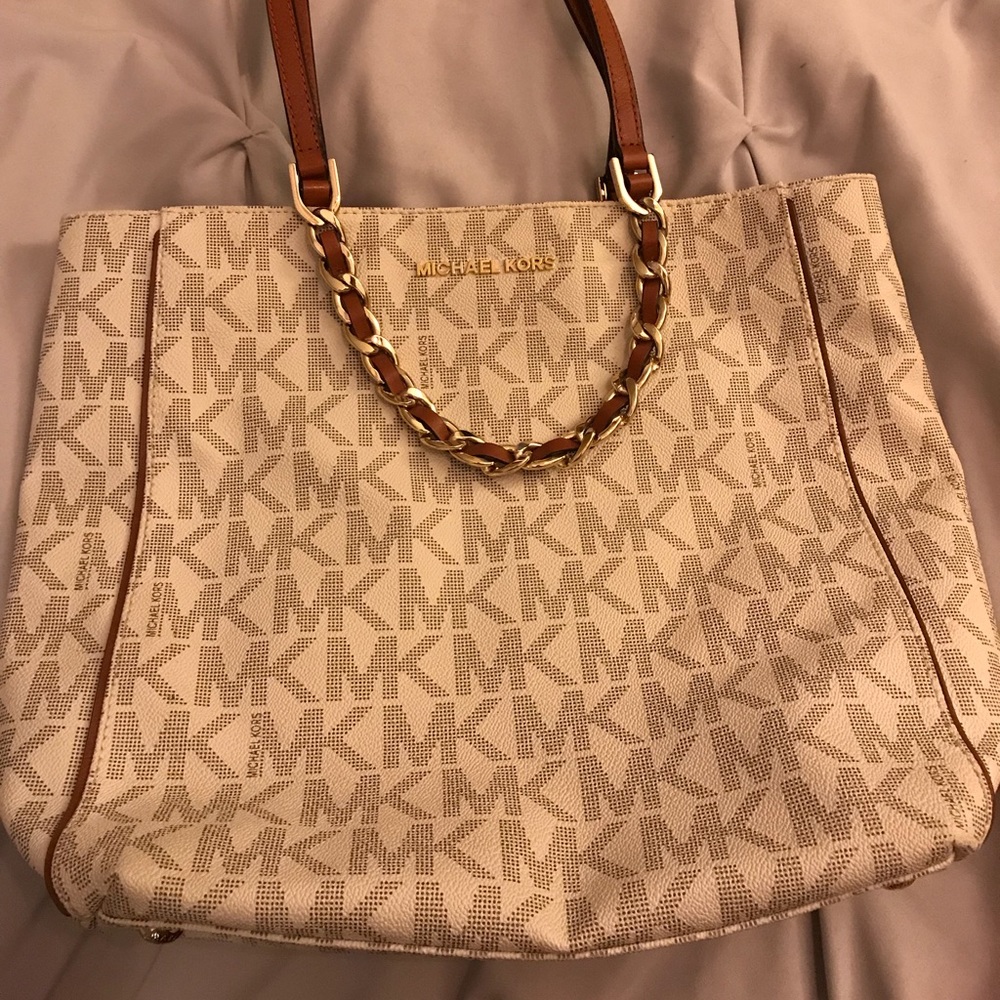 Michael Kors genuine leather cream tote
